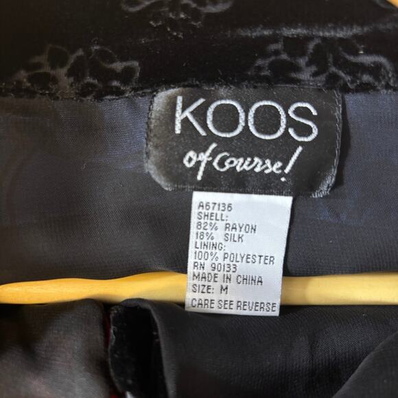 Vtg Koos of Course Velvet Patchwork Burnout Artsy Statement Blouse M Dark Winter - Picture 7 of 8